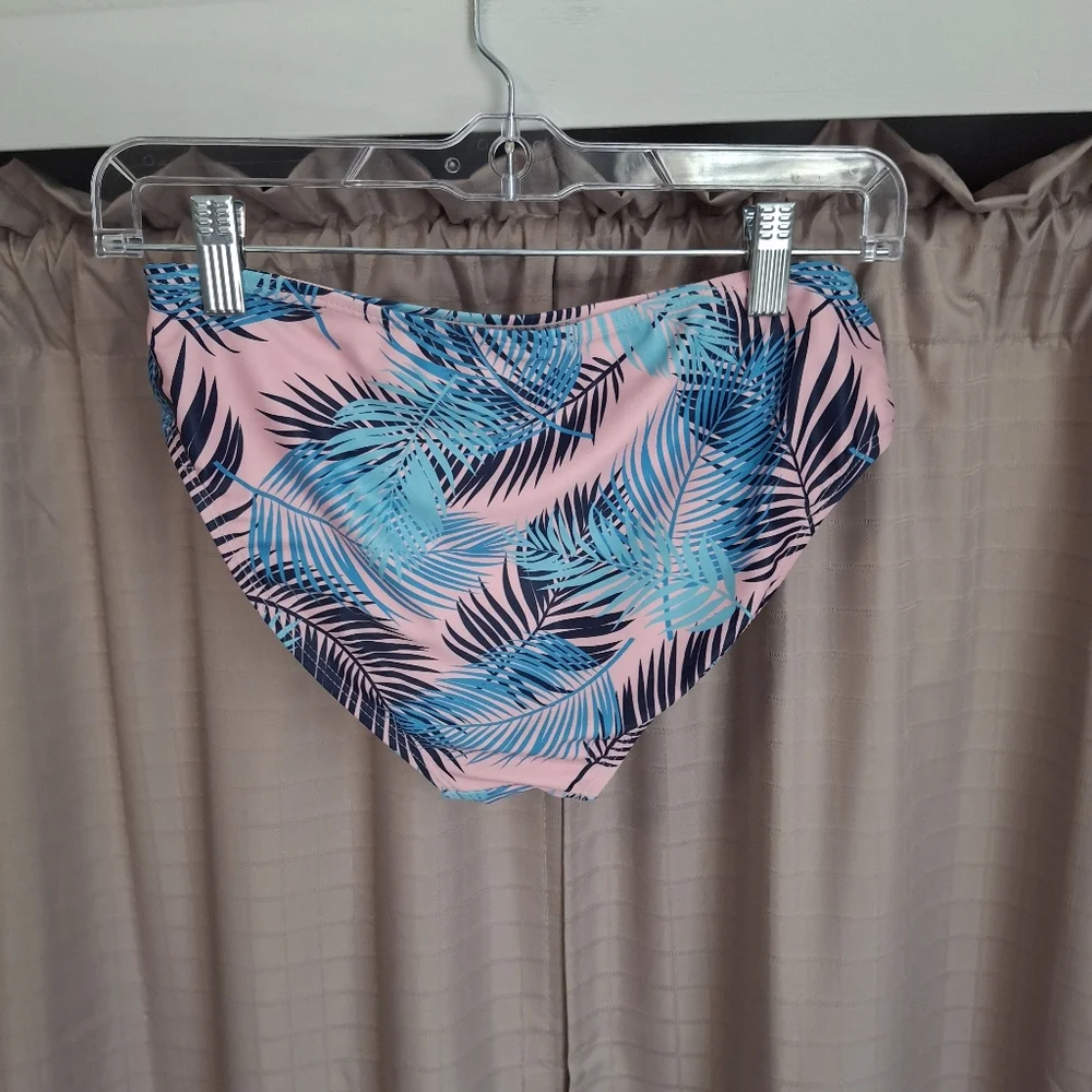 Youth Hurley 2 Piece Swimsuit Pink Blue Palm Print Size XL